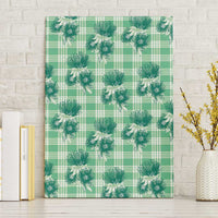 Green Palaka Hawaii Canvas Wall Art Hawaiian Lehua Blossoms