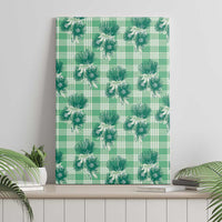 Green Palaka Hawaii Canvas Wall Art Hawaiian Lehua Blossoms