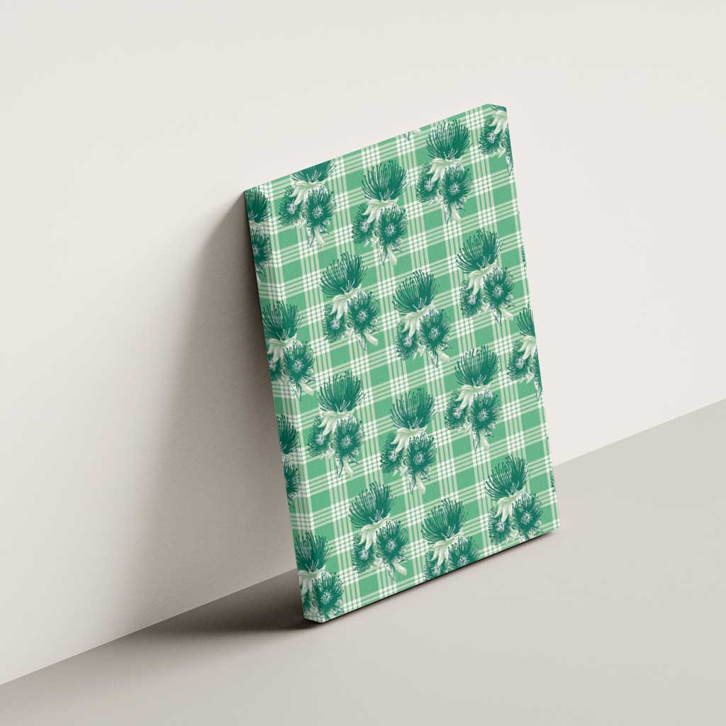 Green Palaka Hawaii Canvas Wall Art Hawaiian Lehua Blossoms