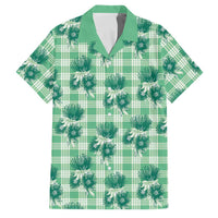 Green Palaka Hawaii Family Matching Long Sleeve Bodycon Dress and Hawaiian Shirt Hawaiian Lehua Blossoms LT05 Dad's Shirt - Short Sleeve Green - Polynesian Pride