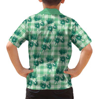 Green Palaka Hawaii Family Matching Mermaid Dress and Hawaiian Shirt Hawaiian Lehua Blossoms LT05 - Polynesian Pride