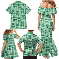Green Palaka Hawaii Family Matching Mermaid Dress and Hawaiian Shirt Hawaiian Lehua Blossoms LT05 - Polynesian Pride