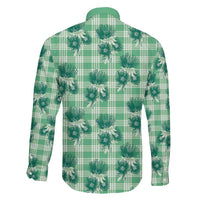 Green Palaka Hawaii Family Matching Short Sleeve Bodycon Dress and Hawaiian Shirt Hawaiian Lehua Blossoms LT05 - Polynesian Pride