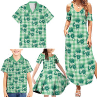 Green Palaka Hawaii Family Matching Summer Maxi Dress and Hawaiian Shirt Hawaiian Lehua Blossoms LT05 - Polynesian Pride