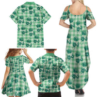 Green Palaka Hawaii Family Matching Summer Maxi Dress and Hawaiian Shirt Hawaiian Lehua Blossoms LT05 - Polynesian Pride