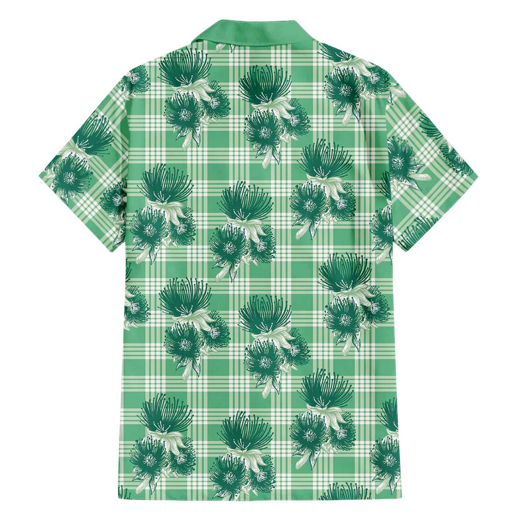 Green Palaka Hawaii Family Matching Summer Maxi Dress and Hawaiian Shirt Hawaiian Lehua Blossoms LT05 - Polynesian Pride