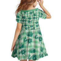 Green Palaka Hawaii Family Matching Tank Maxi Dress and Hawaiian Shirt Hawaiian Lehua Blossoms LT05 - Polynesian Pride