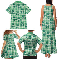 Green Palaka Hawaii Family Matching Tank Maxi Dress and Hawaiian Shirt Hawaiian Lehua Blossoms LT05 - Polynesian Pride
