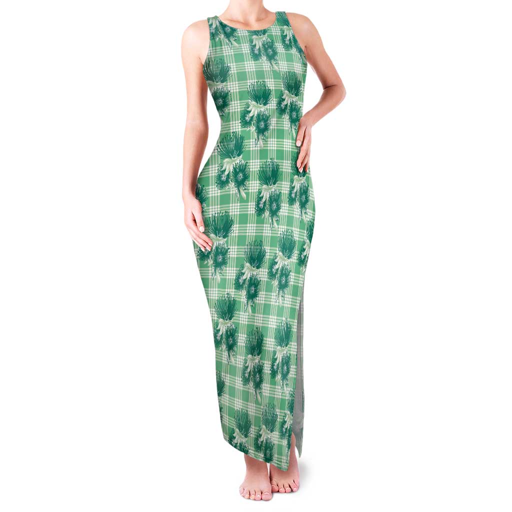 Green Palaka Hawaii Family Matching Tank Maxi Dress and Hawaiian Shirt Hawaiian Lehua Blossoms LT05 Mom's Dress Green - Polynesian Pride