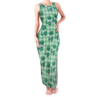 Green Palaka Hawaii Family Matching Tank Maxi Dress and Hawaiian Shirt Hawaiian Lehua Blossoms LT05 Mom's Dress Green - Polynesian Pride