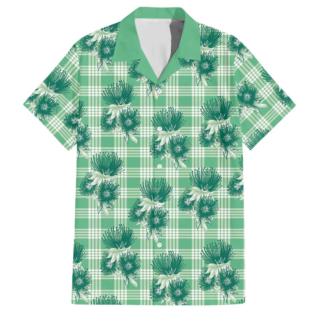 Green Palaka Hawaii Hawaiian Shirt Hawaiian Lehua Blossoms
