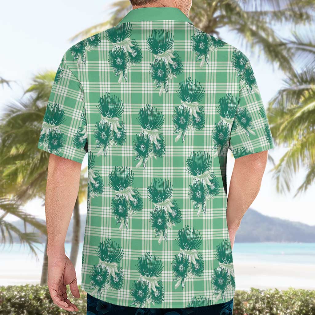Green Palaka Hawaii Hawaiian Shirt Hawaiian Lehua Blossoms