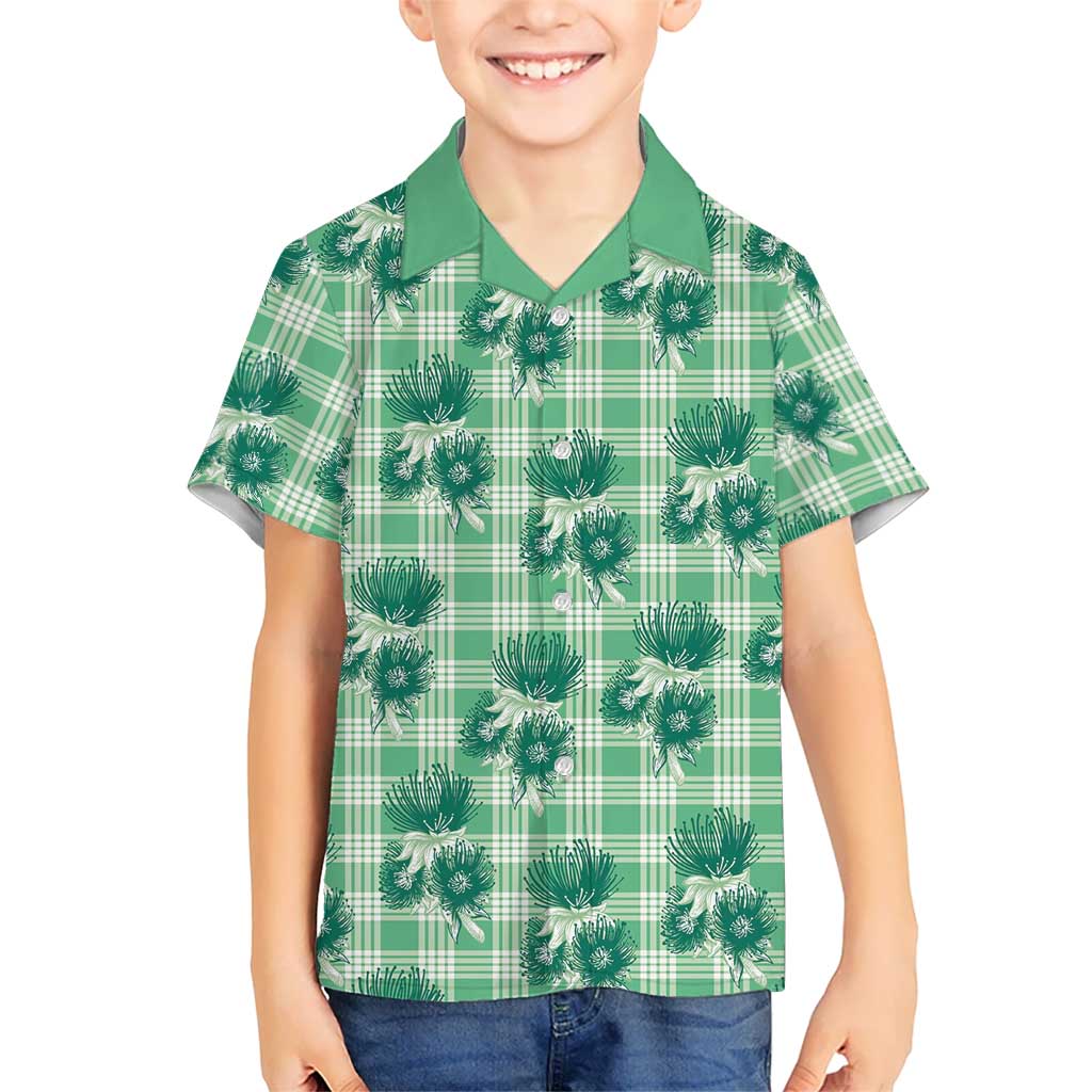 Green Palaka Hawaii Hawaiian Shirt Hawaiian Lehua Blossoms