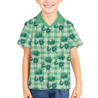 Green Palaka Hawaii Hawaiian Shirt Hawaiian Lehua Blossoms