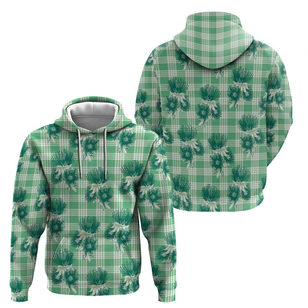Green Palaka Hawaii Hoodie Hawaiian Lehua Blossoms