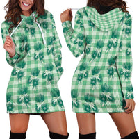 Green Palaka Hawaii Hoodie Dress Hawaiian Lehua Blossoms LT05 - Polynesian Pride
