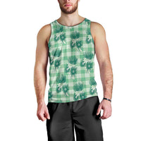 Green Palaka Hawaii Men Tank Top Hawaiian Lehua Blossoms