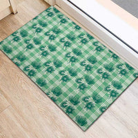 Green Palaka Hawaii Rubber Doormat Hawaiian Lehua Blossoms