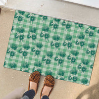 Green Palaka Hawaii Rubber Doormat Hawaiian Lehua Blossoms