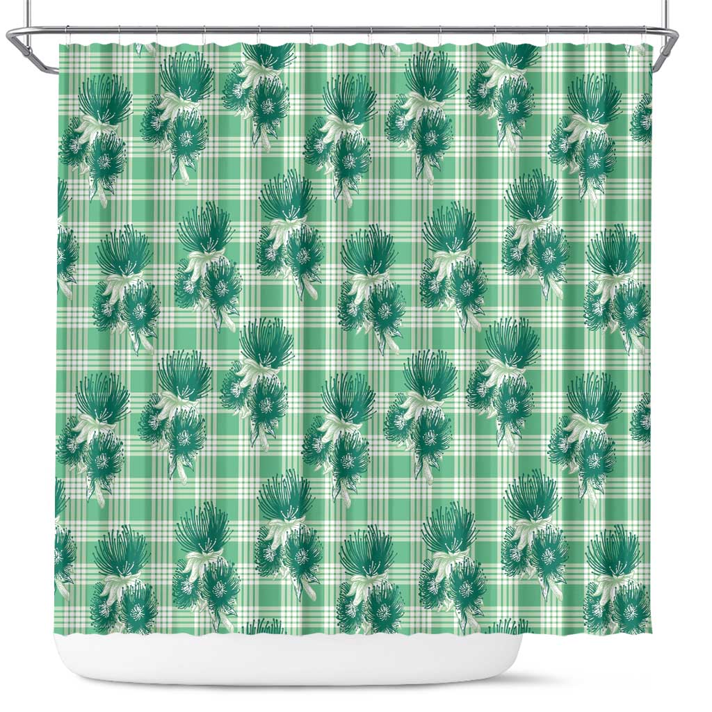 Green Palaka Hawaii Shower Curtain Hawaiian Lehua Blossoms LT05 Green - Polynesian Pride