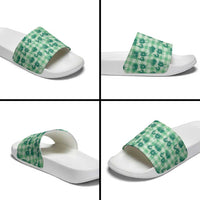 Green Palaka Hawaii Slide Sandals Hawaiian Lehua Blossoms