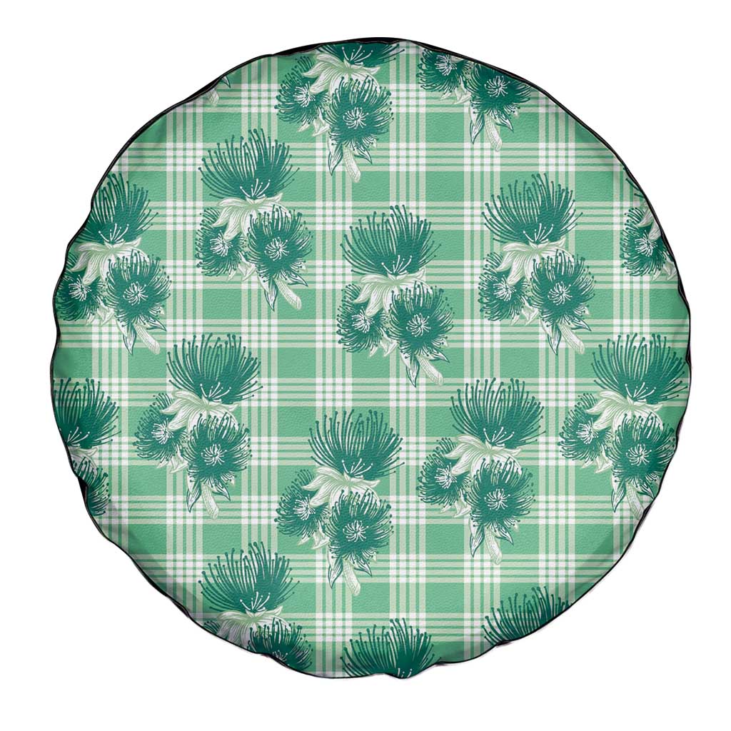 Green Palaka Hawaii Spare Tire Cover Hawaiian Lehua Blossoms