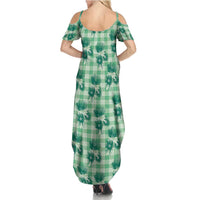 Green Palaka Hawaii Summer Maxi Dress Hawaiian Lehua Blossoms