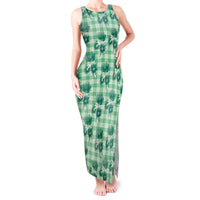 Green Palaka Hawaii Tank Maxi Dress Hawaiian Lehua Blossoms