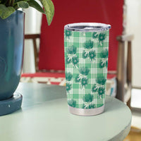 Green Palaka Hawaii Tumbler Cup Hawaiian Lehua Blossoms