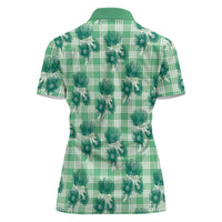 Green Palaka Hawaii Women Polo Shirt Hawaiian Lehua Blossoms LT05 - Polynesian Pride