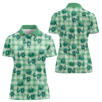 Green Palaka Hawaii Women Polo Shirt Hawaiian Lehua Blossoms LT05 - Polynesian Pride