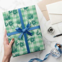 Green Palaka Hawaii Wrapping Paper Hawaiian Lehua Blossoms