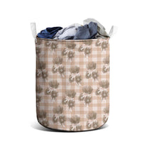 Brown Palaka Hawaii Laundry Basket Hawaiian Lehua Blossoms
