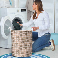 Brown Palaka Hawaii Laundry Basket Hawaiian Lehua Blossoms