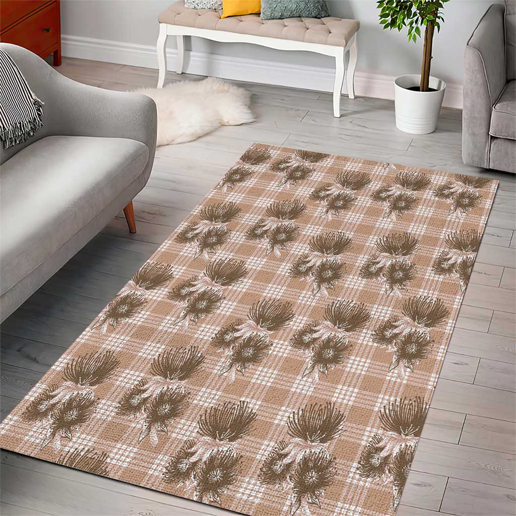 Brown Palaka Hawaii Area Rug Hawaiian Lehua Blossoms