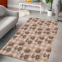 Brown Palaka Hawaii Area Rug Hawaiian Lehua Blossoms