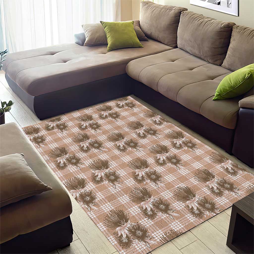 Brown Palaka Hawaii Area Rug Hawaiian Lehua Blossoms