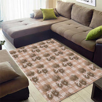 Brown Palaka Hawaii Area Rug Hawaiian Lehua Blossoms