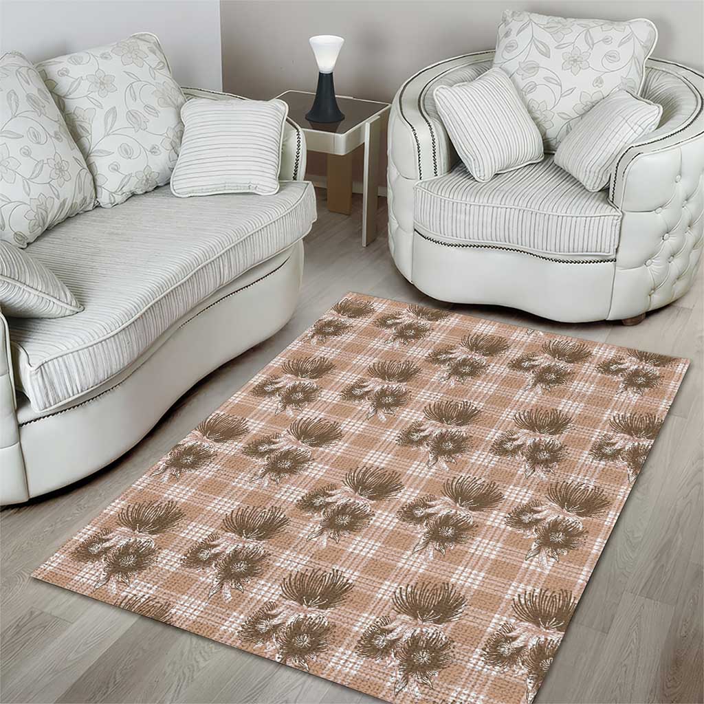 Brown Palaka Hawaii Area Rug Hawaiian Lehua Blossoms