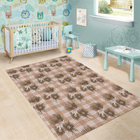 Brown Palaka Hawaii Area Rug Hawaiian Lehua Blossoms