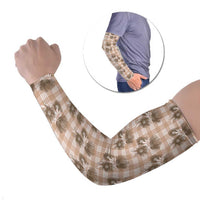 Brown Palaka Hawaii Arm Sleeves Hawaiian Lehua Blossoms