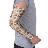 Brown Palaka Hawaii Arm Sleeves Hawaiian Lehua Blossoms