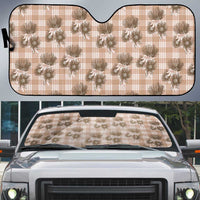 Brown Palaka Hawaii Auto Sun Shade Hawaiian Lehua Blossoms