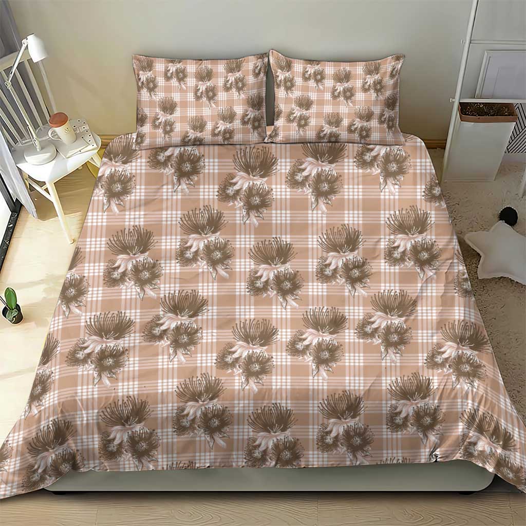 Brown Palaka Hawaii Bedding Set Hawaiian Lehua Blossoms LT05 - Polynesian Pride