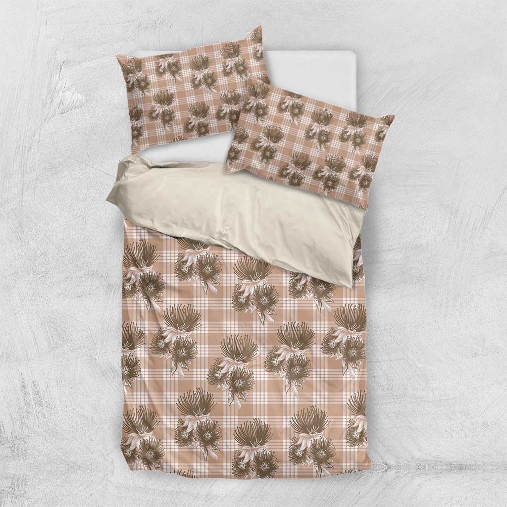 Brown Palaka Hawaii Bedding Set Hawaiian Lehua Blossoms LT05 US Twin 172cm x 218cm Brown - Polynesian Pride