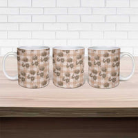 Brown Palaka Hawaii Ceramic Mug Hawaiian Lehua Blossoms