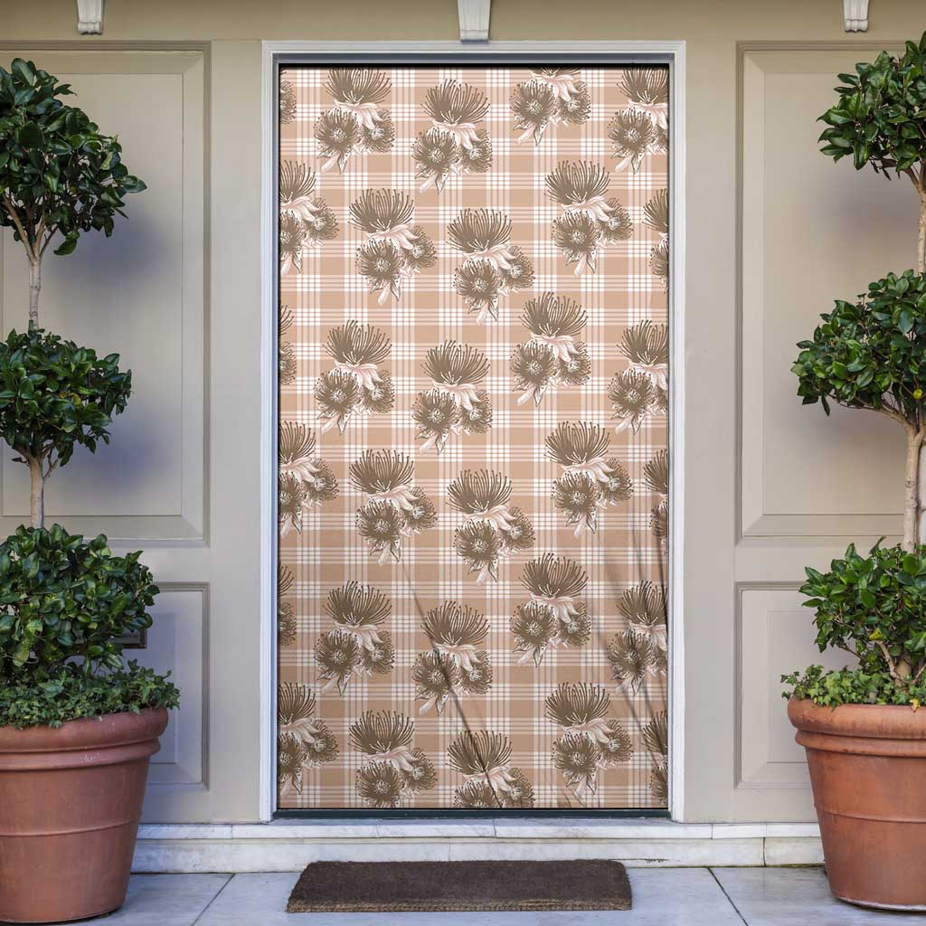 Brown Palaka Hawaii Door Cover Hawaiian Lehua Blossoms LT05 Brown - Polynesian Pride