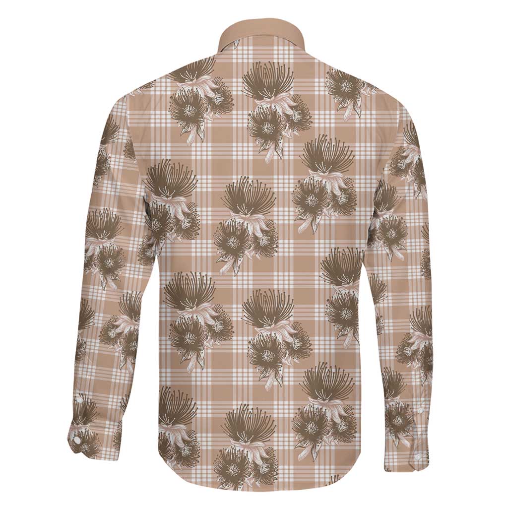 Brown Palaka Hawaii Family Matching Summer Maxi Dress and Hawaiian Shirt Hawaiian Lehua Blossoms LT05 - Polynesian Pride