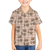 Brown Palaka Hawaii Family Matching Summer Maxi Dress and Hawaiian Shirt Hawaiian Lehua Blossoms LT05 Son's Shirt Brown - Polynesian Pride