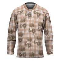Brown Palaka Hawaii Hockey Jersey Hawaiian Lehua Blossoms LT05 Unisex Brown - Polynesian Pride